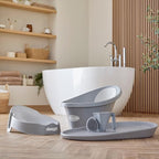 Shnuggle Newborn Baby Bath | Built in Support Bump and Soft Backrest | Suitable from Newborn | Bath Seat Support Includes Plug | Pebble Grey