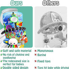 Baby Car Seat Ocean Animals Toys - Kick and Play Double Sided Infant Car Seat Toys with Plush Toys, Mirror, Teether for Baby Travel Activities, Christmas Birthday Gifts Newborn Infant Toy