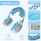 Lehoo Castle Kid Leash, 4.9ft Anti Lost Wrist Link for Toddlers with Induction Lock, Reflective Toddler Wrist Leash, Child Leash Harness, Leash for Kids (Light Blue)
