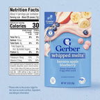 Gerber Stage 3 Baby Food Snacks, Banana Apple Blueberry Whipped Melts, Baby Led Feeding, 7PK