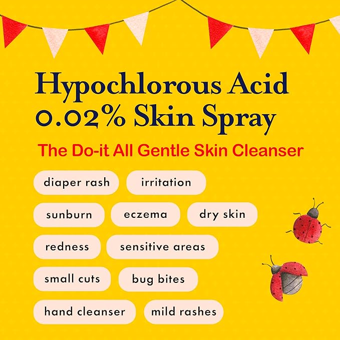 Hypochlorous Acid Spray For Kids - Soothes Diaper Rash, Baby Acne, Eczema, Cuts & Scrapes - Baby & Kids Skin Soothing Spray for Sensitive Skin, Non-Toxic, No Sting, 4 oz