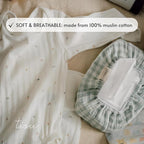 Baby Wipes Cover – Universal Size, One Size Fits All Wipes Packages | Muslin Cotton Tissue Cover for Nursery, Diaper Bag & Changing Table, Station | Gingham & Neutral Patterns (Light Mint Gingham)