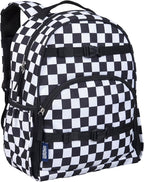 Wildkin ECO rPET 15-inch Kids Backpack – Sustainable, Padded, Adjustable – Black & White Checkered