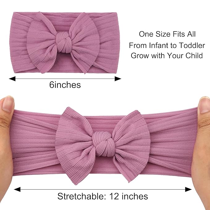 CÉLLOT 10 Colors Super Stretchy Soft Knot Baby Girl Headbands with Hair Bows Nylon Head Wrap For Newborn Baby Girls Infants Toddlers Kids