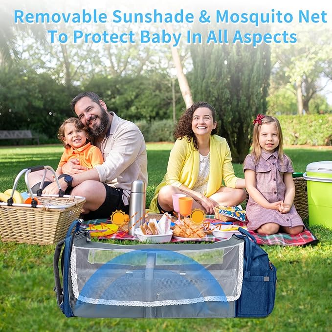 KABAQOO Diaper Bag Backpack with Detachable Changing Station, Large Capacity Baby Diaper Bags for Boys & Girls, Baby Registry Search Stuff & Shower Gifts, Newborn Essentials Must Haves, Blue