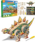 Little Jupiter DIY Wooden Kit with Stickers - Dinosaur Toys for Kids for 7-12 Yrs - Dinosaur Toy Woodworking Kits - Wood Crafts - Kids Building Kit - Wooden Crafts (Stegosaurus)