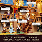 Medieval Castle Banquet Hall Lighting Building Bricks Set - Middle Ages City Town Modular Collection Display Kit with Minifigures 3232 Pcs for Adults & Teens