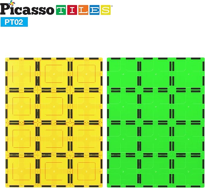 PicassoTiles Kids Toy Magnetic Building Blocks Magnet Tiles Supersized 2pc Large Stabilizer Base Jumbo XL Plate Foundation Education Construction Kit Engineering STEM Children Learning Stacking Set