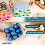 Baby Food Storage 12 x 1.5OZ Silicone Freezer Tray with Lid, Food Grade Silicone Containers for Purees & Vegetables Midnight Blue