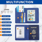 Melsbrinna Rfid Passport Holder for Travel women/Men, Cute Passport Wallet Rfid Blocking Card Slots, Rfid Passport Cover/CaseTravel Wallet, Passport Book Holder (1, Blue5)