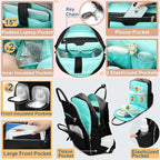 MOMINSIDE Diaper Bag Backpack, Leather Baby Bag with 18 Pockets, Diaper Backpack for Women Mom, Travel Baby Bag for Girl Boy, Large Wet Pocket, 4 Insulated Pockets, Stroller Straps, Black