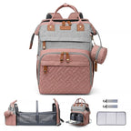Diaper Bag Backpack Diaper Bag Multifunctional Waterproof Diaper Bag with Changing Station Travel Backpack with Changing Pad, Baby Baby Pacifier Case & Stroller Straps(PinkGrey)