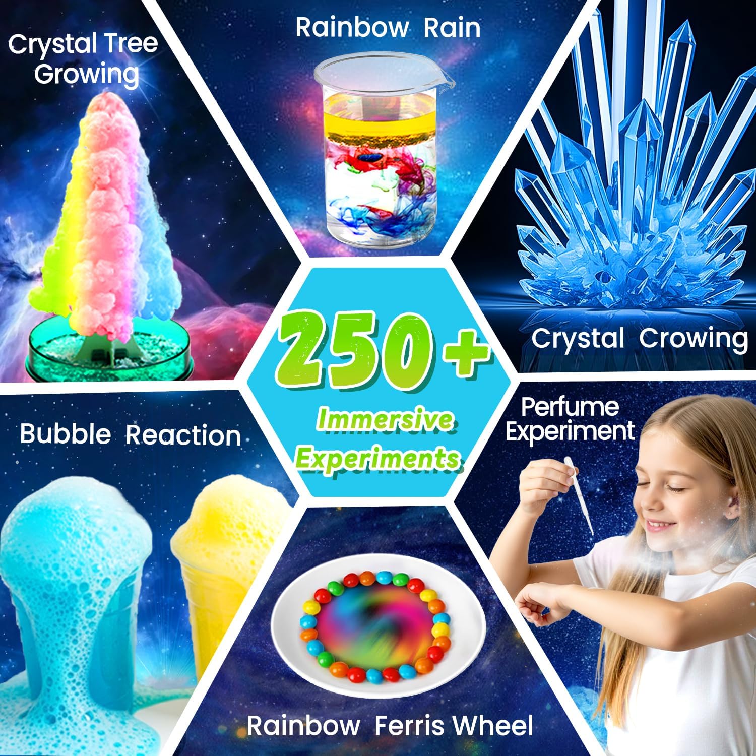 250+ Experiments Science Kits for Kids, STEM Activities Educational Science Kits Gifts with Chemistry Set, Erupting Volcano and Growing Crystal Tree