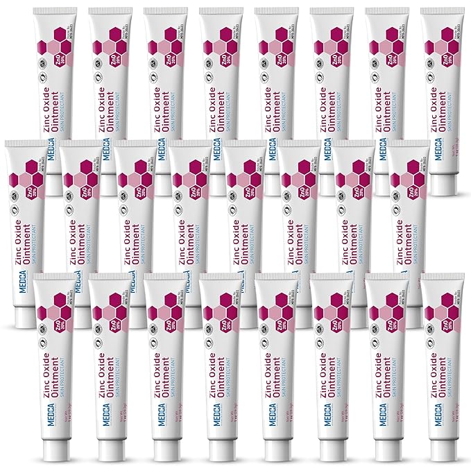 High-Potency 20% Zinc Oxide Ointment - (Pack of 24) Baby Diaper Rash Cream and Gentle Skin Protectant Barrier for Chafed Skin, Wetness Daily & Overnight Protection Soothing, Hypoallergenic, 1oz Tubes