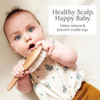 Natemia Baby Hair Brush - Wooden Handle & Soft Goat Bristles for Gentle Grooming & Scalp Massage - Newborn & Toddler Hair Brush for Cradle Cap Care (Oval)