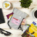 VENTURE 4TH Passport Holder Neck Wallet with RFID Blocking Nylon Lining - Hidden Neck Pouch for Travel (Silver)