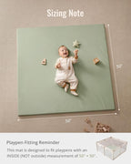 Blissful Diary Vegan Leather Baby Play Mat, 50x50 Thicken Foam Cushioned & Waterproof Playpen Mat for Infants and Toddlers, Stylish and Just Wipe-Clean Playmat for Baby Play on Floor, Light Green