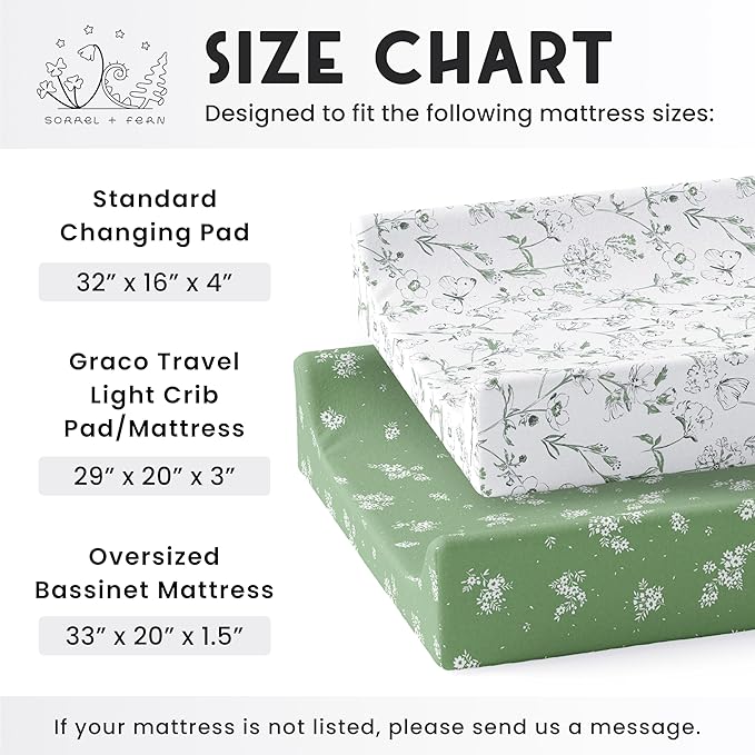 Baby Changing Pad Cover 2-Pack for Boys, Girls (Butterfly Garden) - Premium Fitted Sheets Baby Diaper Changing Table Cover - Buttery Soft Cotton Blend