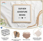 9 Pcs Pregnancy Announcement Set Pregnancy Reveal Ideas Felt Letter Board Baby Bodysuit Baby Booties Photo Frame Bear Plush Baby Wood Blocks for Coming Soon Baby Announcement (White,Bright)