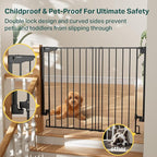 Cumbor 34" Extra Tall No Bottom Bar Baby Gate for Stairs, Auto Close Dog Gate Indoor for Larger Pets, 29.2-43" Hardware Mounted Safety Gate for Doorways, Wide Walk Thru Door for Easy Access (Black)