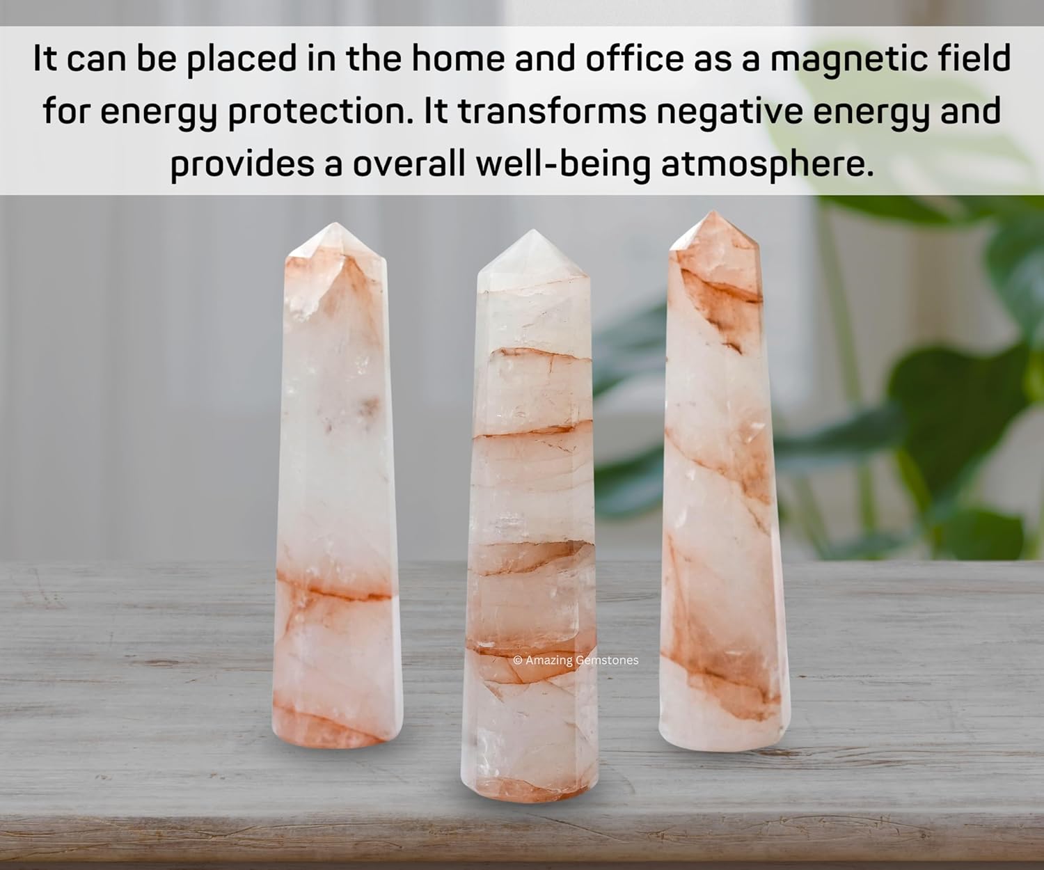 Amazing Gemstone Red Hematoid Quartz Crystal Towers - Natural Healing Crystal Point Obelisk for Reiki Healing and Crystal Grid (3 Inch)