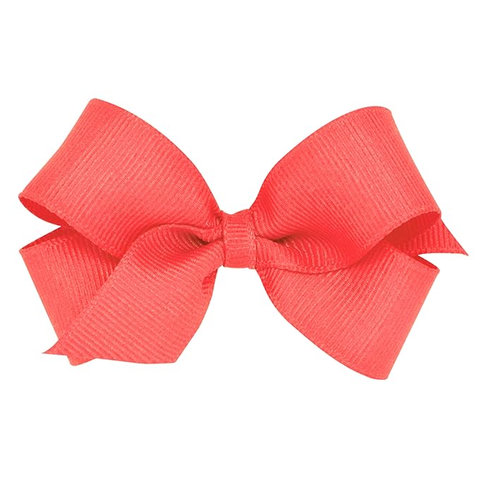 Wee Ones Girls' Plain Wrap Classic Grosgrain Hair Bows on a WeeStay No-Slip Hair Clip, Handmade, Mini, Watermelon