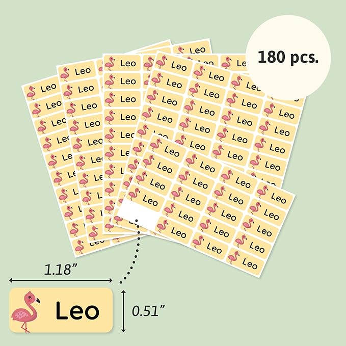 Personalized Name Labels for Kids (180) – Custom Waterproof & Durable Stickers for Clothing, Daycare, Office & School Supplies - Exotic Animals