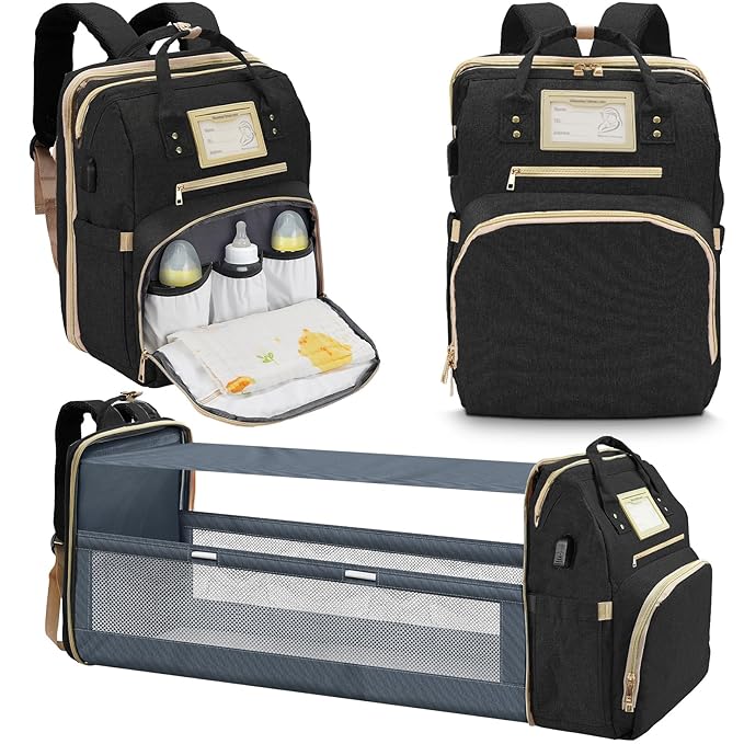 6 in 1 Diaper Bag Backpack with Pad Shower Gifts Travel Bags for Registry Search Boys Girls Bags Newborn Essentials Accessories Stuff Unisex Dad Mom Mens