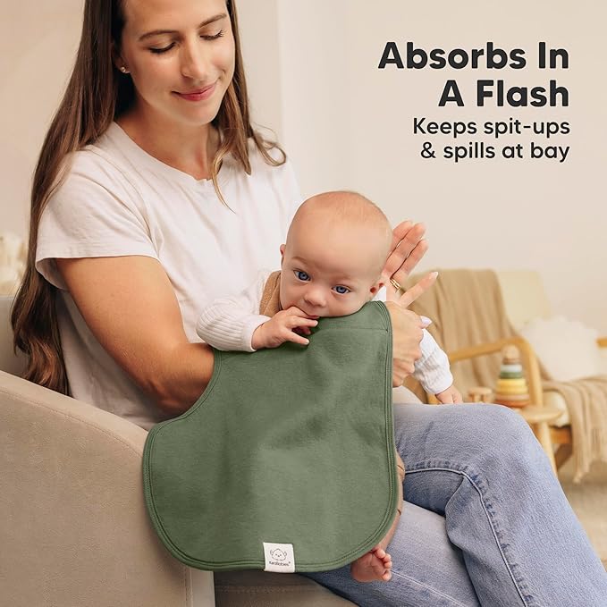 KeaBabies 4-Pack Baby Burp Cloths Baby Girl, Boy - Organic Cotton Burp Cloth, Extra Large, Absorbent, Soft Burping Cloths & Bibs Set for Babies, Newborn Burp Clothes, Thick Burp Rags (Palms)