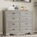 8-Drawer Dresser for Bedroom, Modern Wooden Chest of Drawers with Metal Handles, Anti-Tipping Design, Sturdy and Stable Storage Organizer for Living Room, Entryway, Home Office