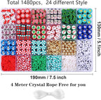 1480pcs Christmas Polymer Clay Beads Charms Friendship Bracelet Necklace Earring Jewelry Making kit, Accessories for Arts Crafts DIY Gifts for Women Girls