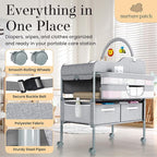 Portable Changing Table for Baby - Foldable Changing Table, Baby Diaper Changing Station with Baby Changing Station Toy Holder, Diaper Changing Table Bag - Portable Baby Changing Table with Wheels