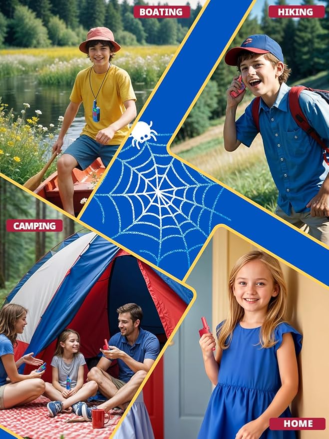 Walkie Talkies for Kids Rechargeable,Toys for Boys and Girls Ages 3-12, 2 Pack Long Range 2-Way Radios, Birthday Gifts,Christmas Stockings, Outdoor Play, Family Games, Hiking Camping Gear