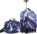 NEW TILAMI 18 inch Rolling Backpack Boys for School – Durable, Waterproof, Adjustable Handle, Stair Climbing, Variety of Colors & Patterns, Lightning Purple