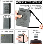 Passport Holder Cover Wallet Travel Essentials Leather Rfid Blocking Case Vacation Luggage Must Haves Travel Accessories for Men Women (116#Grey)