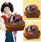 WERNNSAI Pirate Piñata - Pirate Ship Piñata with Blindfold and Bat for Boys Kids Caribbean Pirate Piñata Birthday Party Favors Decorations Family Games Pirate Party Supplies 16.4” x 12.4”