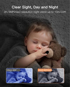 ARENTI Baby Monitor, 2K Video Baby Camera with 5-Inch Upgraded Wireless Display, Super Night Vision, Lullabies, Cry & Motion Detection, Temp & Humidity Sensor, Two Way Audio