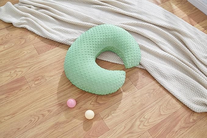 Nursing Pillow and Positioner Breastfeeding and Bottle Feeding, Propping Baby, Tummy Time, Sitting Support for Baby Boy Baby Girl, with Removable Dots Cover (Celadon, 22 X 17.7 X 5.9 Inch)