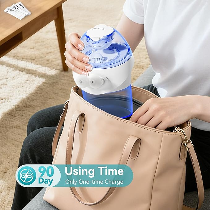 Advanced Nasal Irrigation System, Rechargeable Sinus Rinse Kit with 1 Nose Cleaner and 15 Salt Packets, Self-Cleaning Nasal Irrigator, Safety-Protection for Congestion Relief & Nasal Rinse