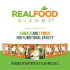 Real Food Blends Variety Pack - Pureed Food Meals for Tube Feeding with Protein, Vegetables & Fruits - 320–340 Calories Per Pouch for Lunch & Dinner - 9.4 oz (Pack of 12)