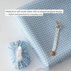 Baby Wipes Cover – Universal Size, One Size Fits All Wipes Packages | Muslin Cotton Tissue Cover for Nursery, Diaper Bag & Changing Table, Station | Gingham & Neutral Patterns (Baby Blue Gingham)