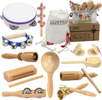 Musical Instruments , Natural Eco-Friendly Wooden Percussion Set Gift with Storage Box and Drawstring Backpack Bag-Improving Creativity and Coordination for Toddlers, Kids.