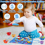 Montessori Toys for 1 Year Old, Cloth Fishing Game for Baby 12 Months with Stacking Cups, Number Counting, Color Sorting, Shape Learning