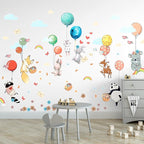 Hot Air Balloon Wall Decals by Lipastick - Peel and Stick Animal Stickers Raccoon, Fox, Koala, Panda for Kids Room, Nursery, Playroom, Bedroom - Playroom Wall Decals for Boys, Girls, Babies - M Size