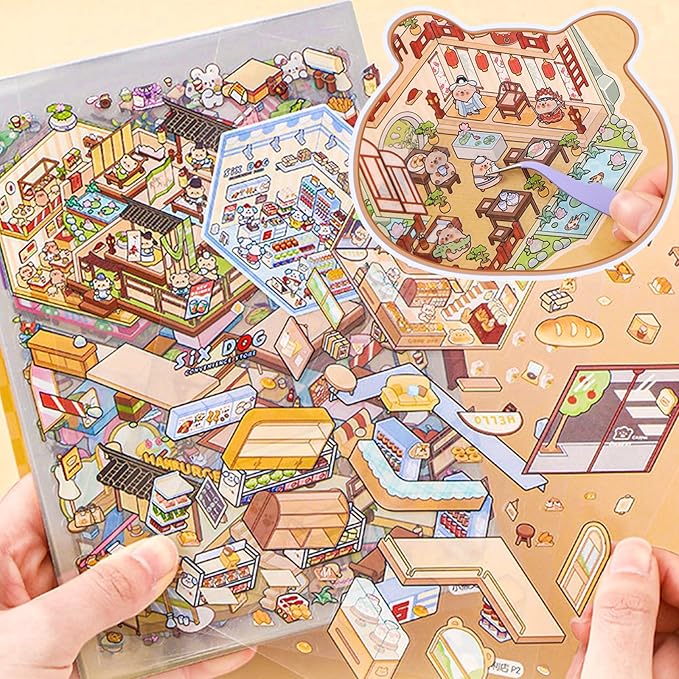 DIY 3D Sticker Scenes, 20 Sets (1500+) Cute Cartoon Stickers. Sticker Therapy. Create Your Own Mini Worlds. Perfect for Party Favors, Birthday Gifts for Adults & Kids