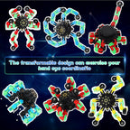 100 Pcs Funny Sensory Fidget Toy Bulk Transformable Chain Robot Finger Toys Fidget Spinners Stress Relief Fingertip Gyro Deformable Mechanical Spiral Twister Spinner Toy for Adult Kids ADHD (Glow)