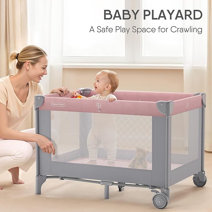 4-in-1 Baby Bassinet with Playard, Sleeper Nest, Changing Table, Mosquito Net & Canopy, Storage and Toys for Newborn to Toddler