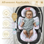 Infant Car Seat Insert, 2-in-1 Head & Body Carseat Support for Baby Newborn Toddler with Strap Covers, Reversible Ultra-Soft Cushion for Baby Carseat, Stroller, Swing & Bouncer