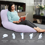 MOON PARK Pregnancy Pillows for Sleeping - U Shaped Full Body Maternity Pillow with Removable Cover - Support for Back, Legs, Belly, HIPS - 65 Inch - Purple