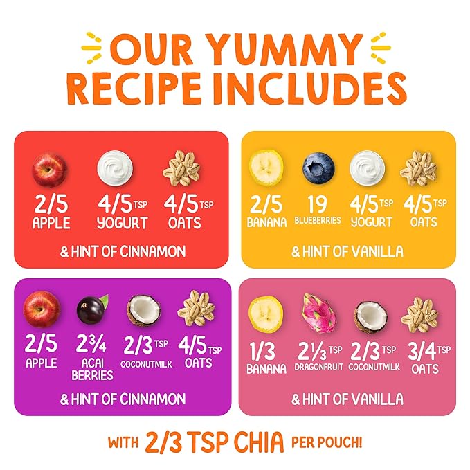 Happy Tot Organics Super Morning Variety Pack, 4 Ounce Pouch (Pack of 16) & Stage 4 Fiber & Protein 4 Flavor Variety Pack (Pack of 16)